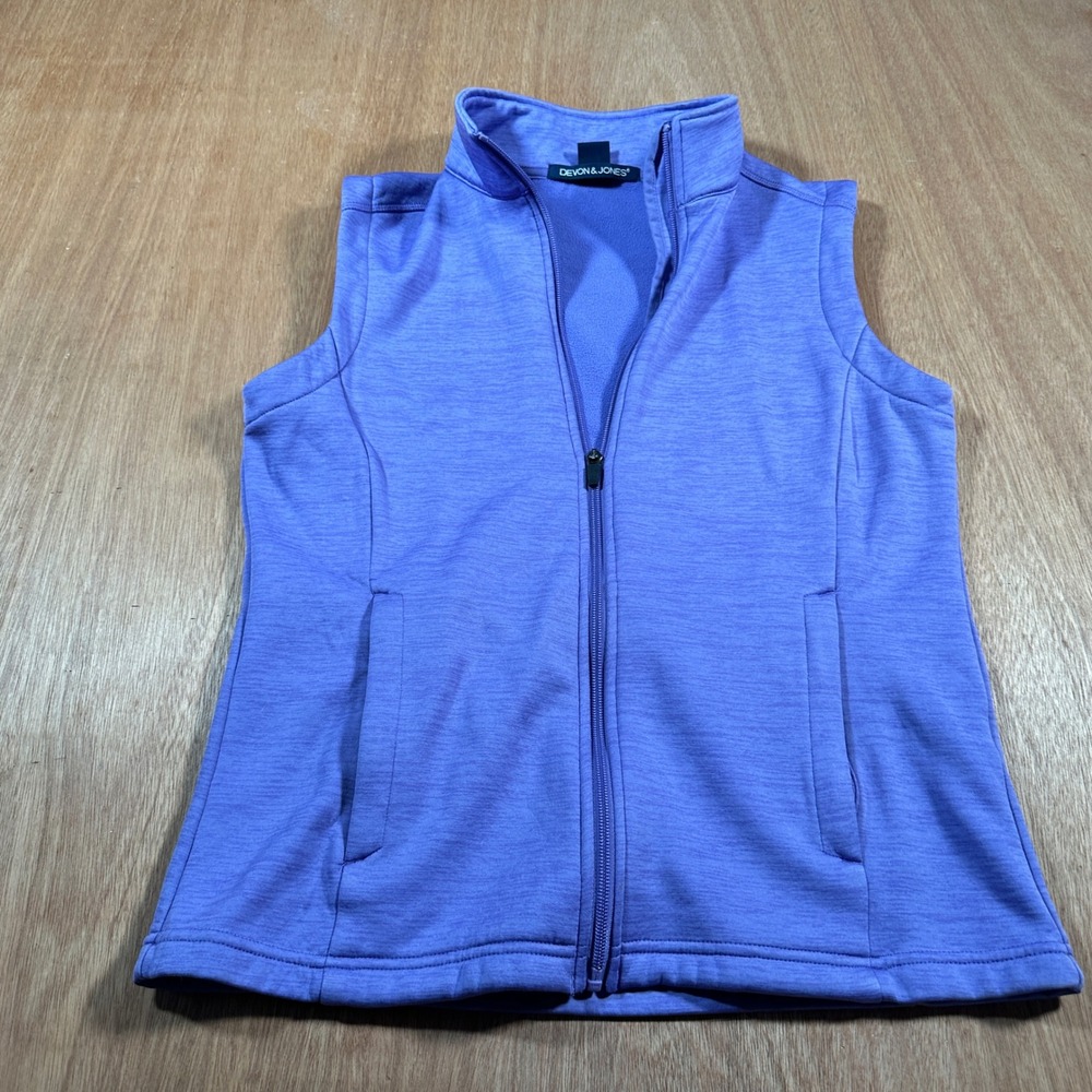 Devon & Jones Full Zip Fleece Vest Women Size M Purple Heathered Active